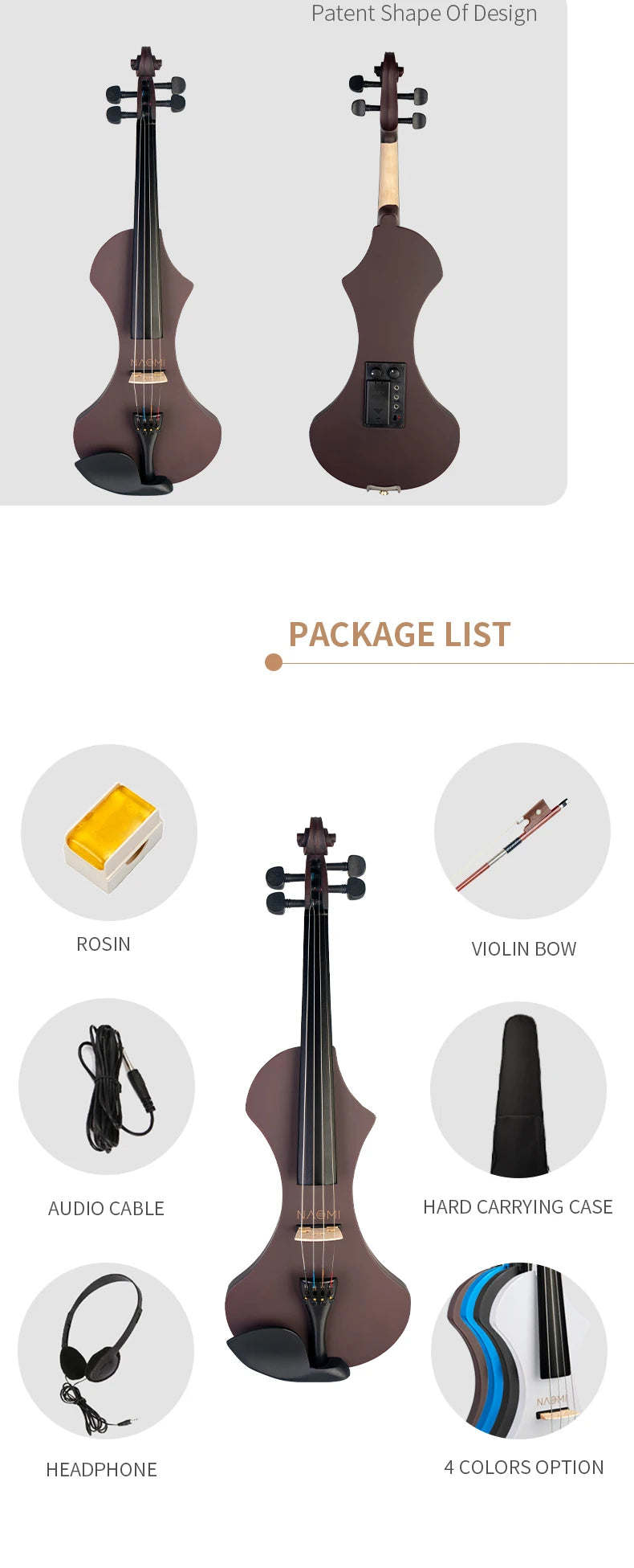 Mugig Spezielle Design 4/4 Volle Größe Massivholz Elektrische Violine Set Anfänger Akustische Violine Geige mit Fall Violine Bogen