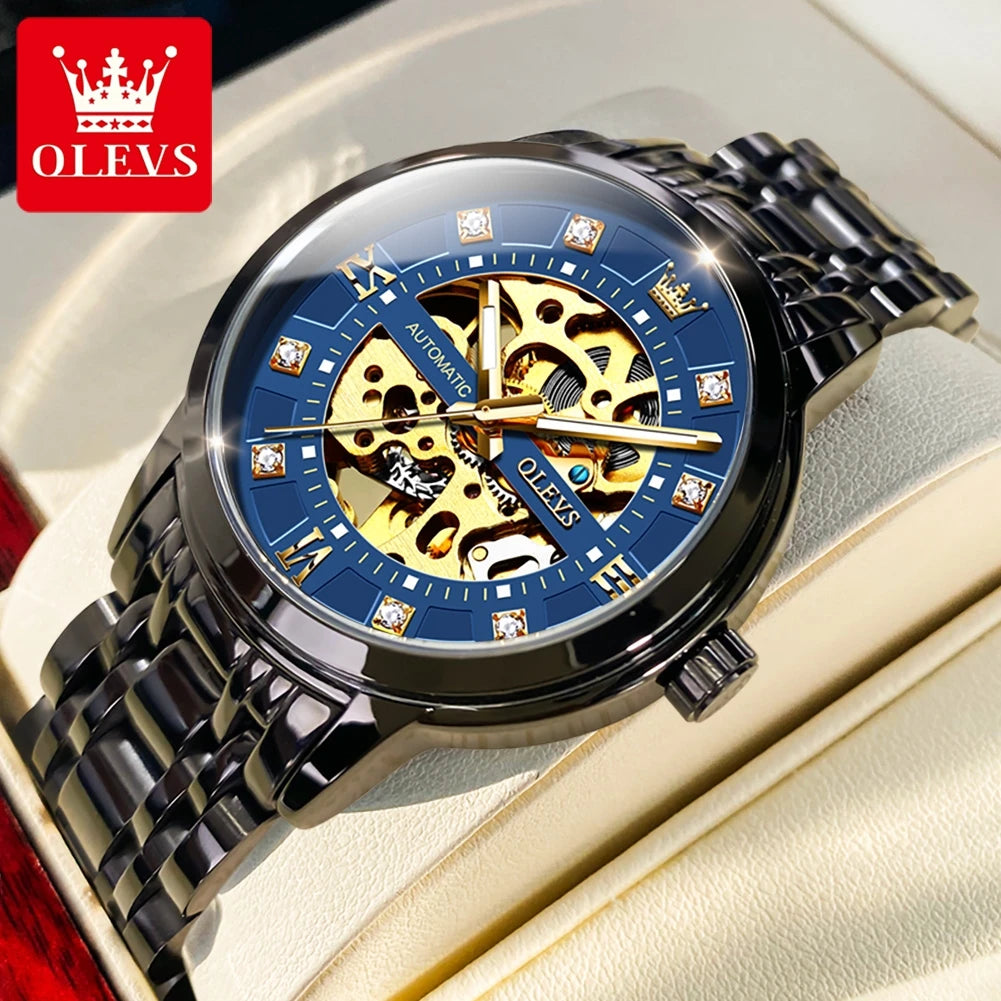 OLEVS 9901 Herrenuhren Original Mode Luxus Aushöhlung Mechanische Armbanduhr Wasserdicht Leuchtende Automatikuhr Für Mann