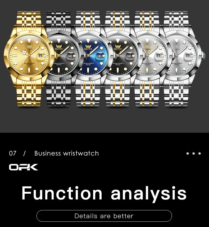 Opk 8170 Uhren für Männer Klassiker Mode Original Quarz Armbanduhr wasserdicht leuchtende automatische Uhr Datum reloj hombre