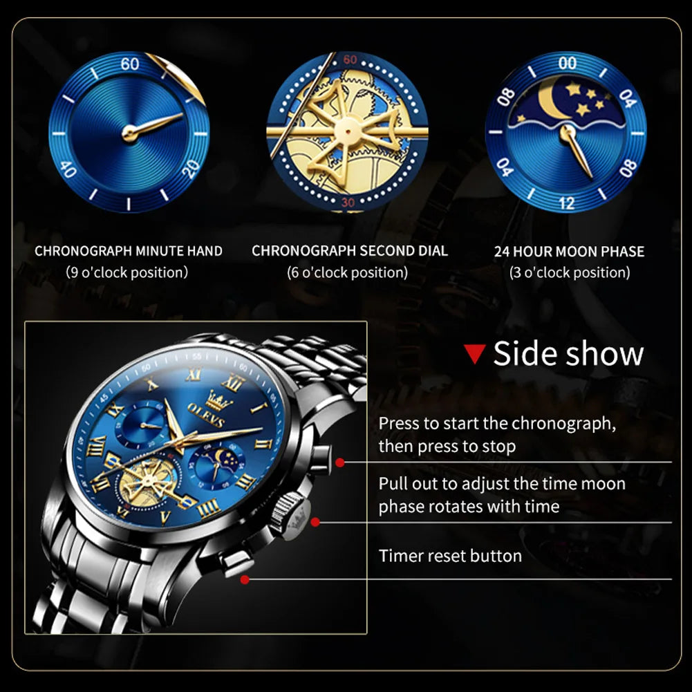 OLEVS Top Marke herren Uhren Klassischen Römischen Skala Zifferblatt Luxus Armbanduhr für Mann Original Quarz Wasserdicht Leucht Männlichen reloj