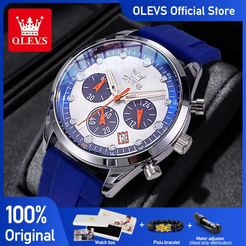 OLEVS 5602 Herrenuhr, originelle Mode, helle Farben, Silikonarmband, Quarz-Armbanduhr, wasserdicht, leuchtend, Reloj-Chronograph, Datum