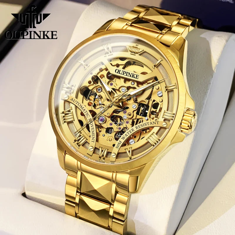 Oupinke 3210 original Herren uhr Top Luxusmarke Gold Wolfram Stahl Herren automatische mechanische Uhr klassische Mode Herren uhr