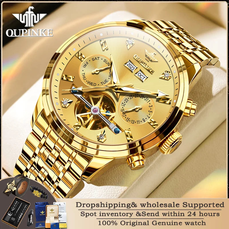 Oupinke 3248 Herren uhr Original Luxusmarke Herren voll automatische mechanische Uhr Business Multifunktion suhr reloj hombre