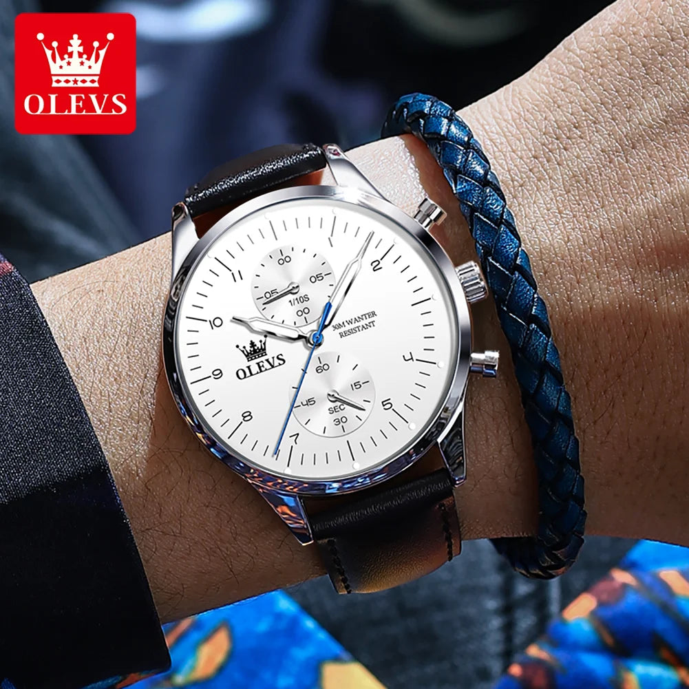 OLEVS Original herren Uhren Top Marke Chronograph Quarz Uhr für Männer Wasserdicht Leucht Datum Männlich Armbanduhr Casual Luxus