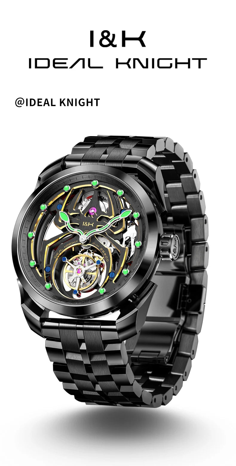 Ideale Ritter hochwertige Tourbillon Uhren für Männer Top-Marke Luxus Original Skelett Schwungrad automatische mechanische Herren uhr