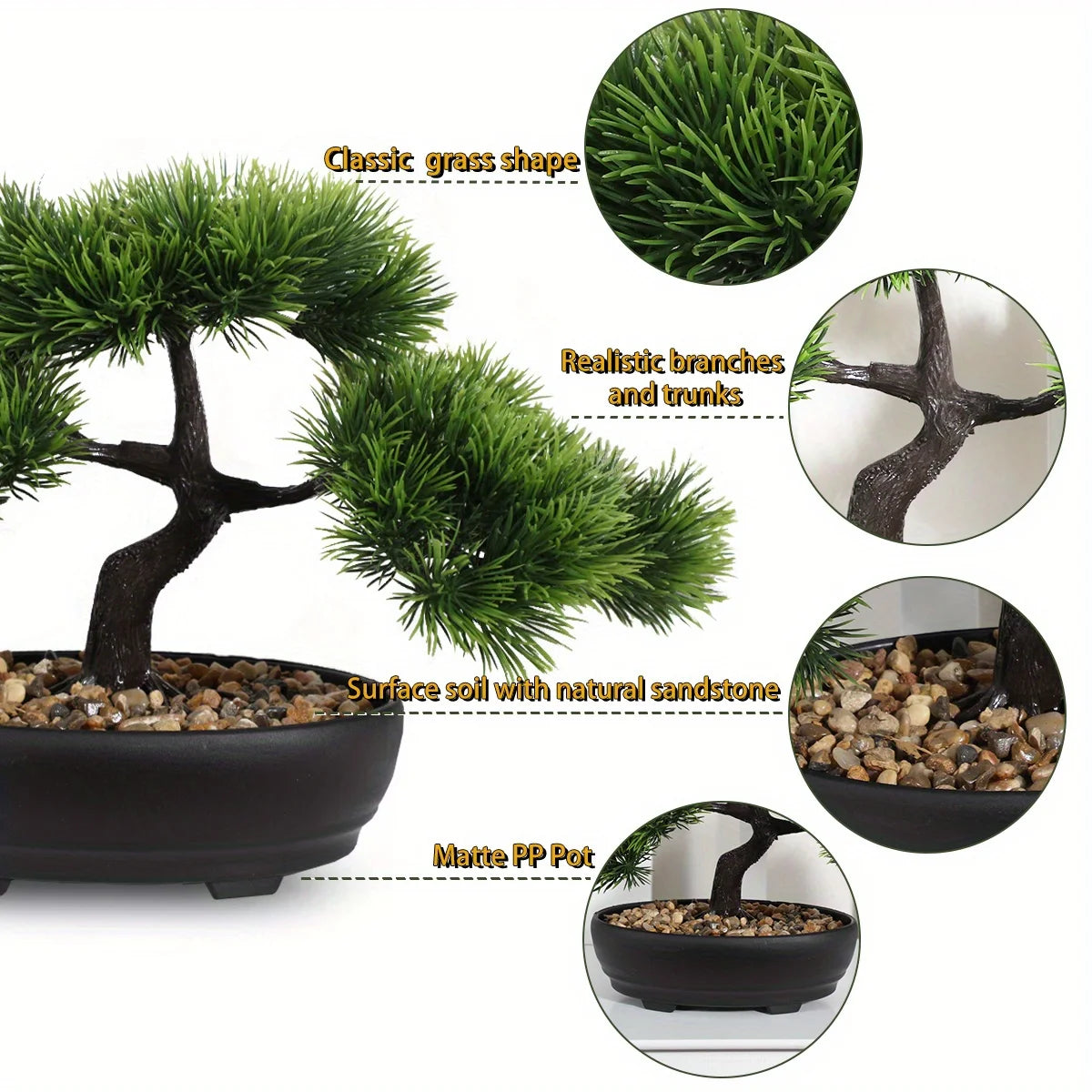 1pc künstlicher Bonsai-Baum: ein Zen-Garten-Akzent künstliche Pflanze pp Material schwarzer Pflanzer Home Office Party Dekoration