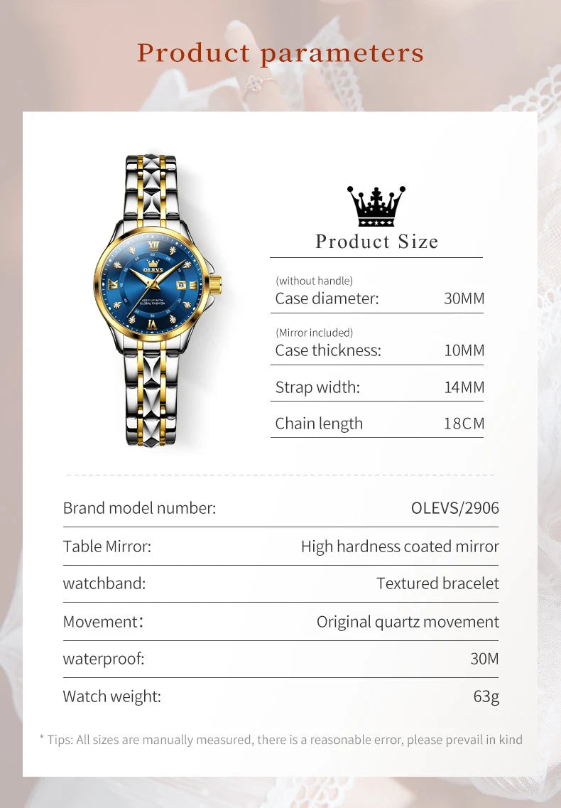 Olevs Original Mode Quarzuhr für Frauen wasserdichte leuchtende Luxus Top Marke Damen uhren elegante Damen Armbanduhr