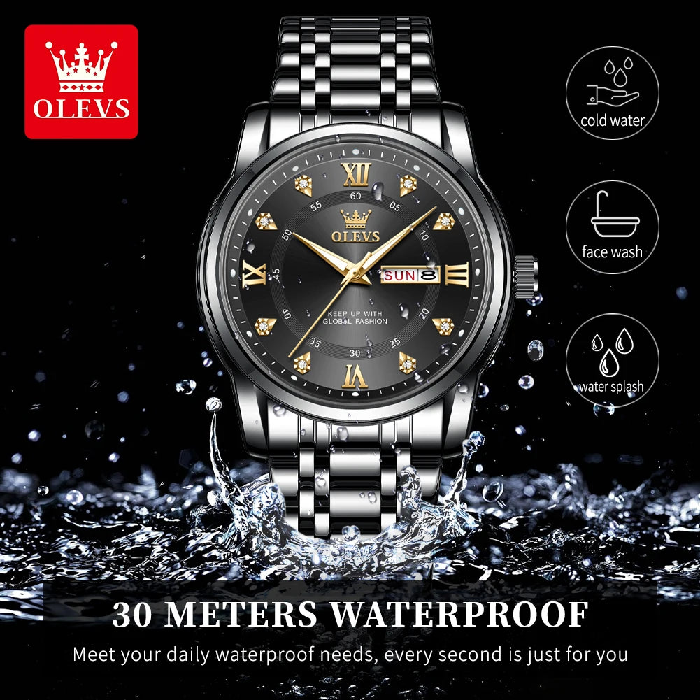 Olevs 5513 Herren uhren Original Quarz wasserdichte Leucht uhr für Mann Edelstahl Dual Kalender Display Relogios Mascul