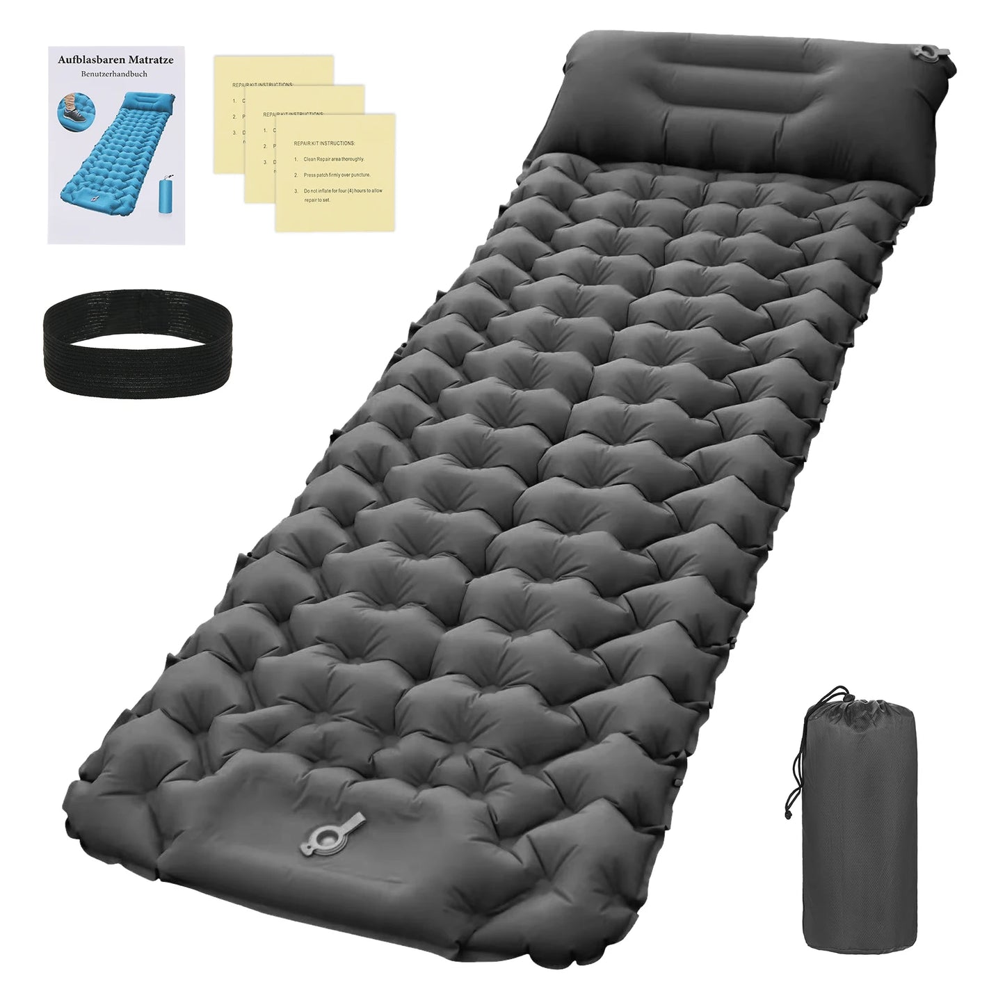 Camping Sleeping Pad with Pillow Built-in Pump Ultralight Inflatable Sleeping Mat Waterproof Backpacking Camping Air Mattress