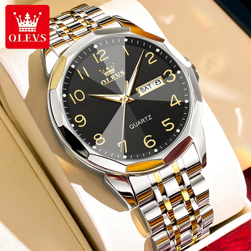 Olevs no.9970 Herren uhren Raute Spiegel Mode Original Quarz Armbanduhr große arabische Ziffer Zifferblatt wasserdicht leuchtend