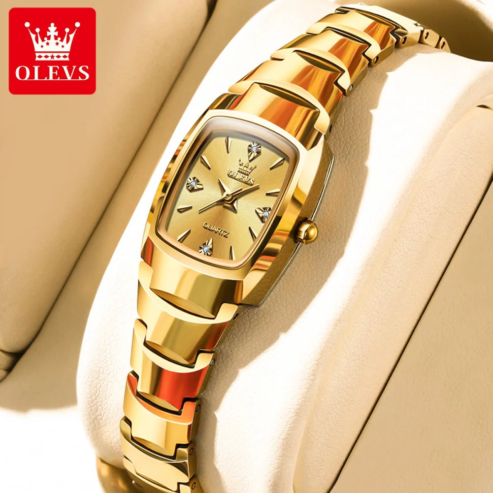 OLEVS Paar Uhren Luxus Gold Original Armbanduhr Wasserdicht Wolfram Stahl Datum Sie und Ihn Uhr Set Jahrestag Geschenk