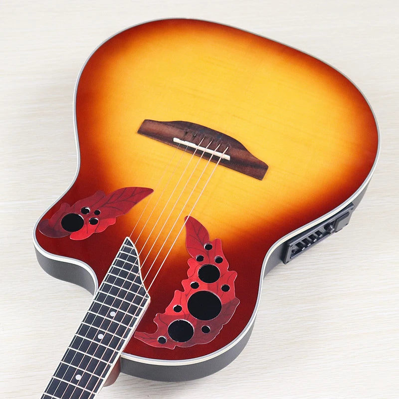 Ovation-Modell, 41-Zoll-Elektro-Akustikgitarre mit runder Rückseite, Cutaway-Design, 6 Saiten, Folk-Stil, mit Tonabnehmer