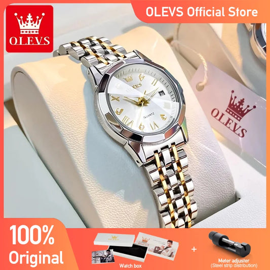 OLEVS 9931Top Marke frauen Uhren Elegante Raute Spiegel Original Quarz Damen Armbanduhr Edelstahl Wasserdicht Leucht