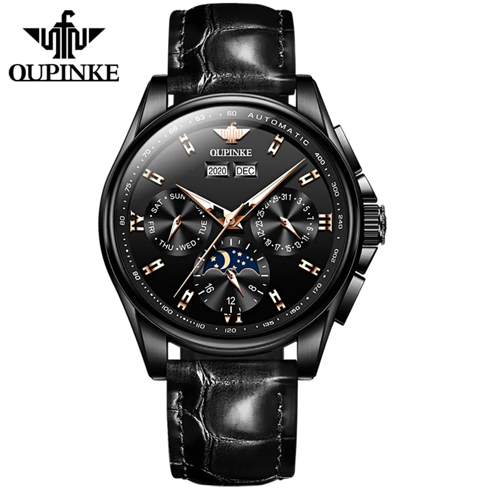 Oupinke automatische mechanische Uhr für Männer wasserdichte Top-Marke Luxus Herren Armbanduhren Original Leder armband Herren uhren