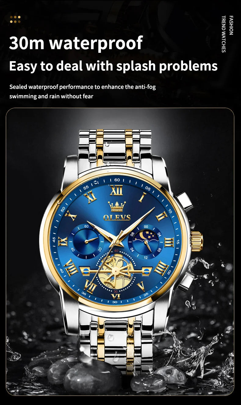 OLEVS Top Marke herren Uhren Klassische Römische Skala Zifferblatt Luxus Armbanduhr für Mann Original Quarz Wasserdicht Leucht Männlich reloj