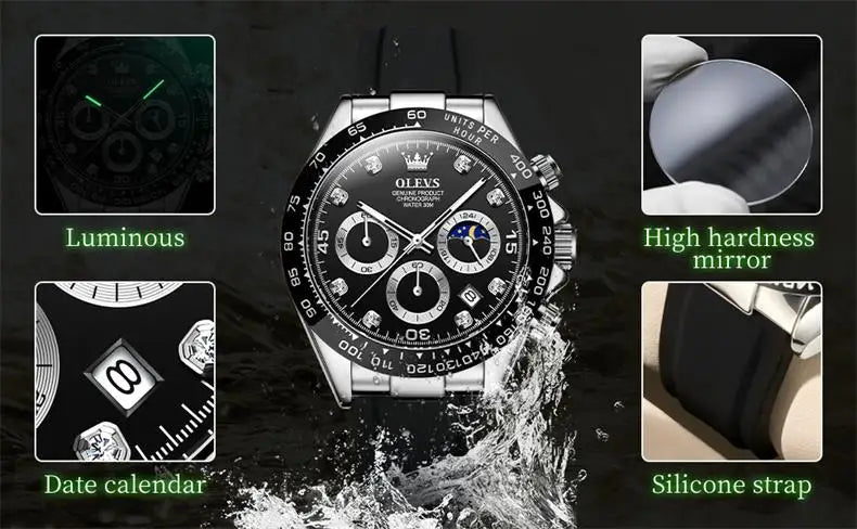 OLEVS 2875 Herrenuhr Quarz Top Marke Wasserdicht Leuchtende Uhr für Männer Drei Kleine Zifferblatt Sport Armbanduhr Chronograph Datum Reloj