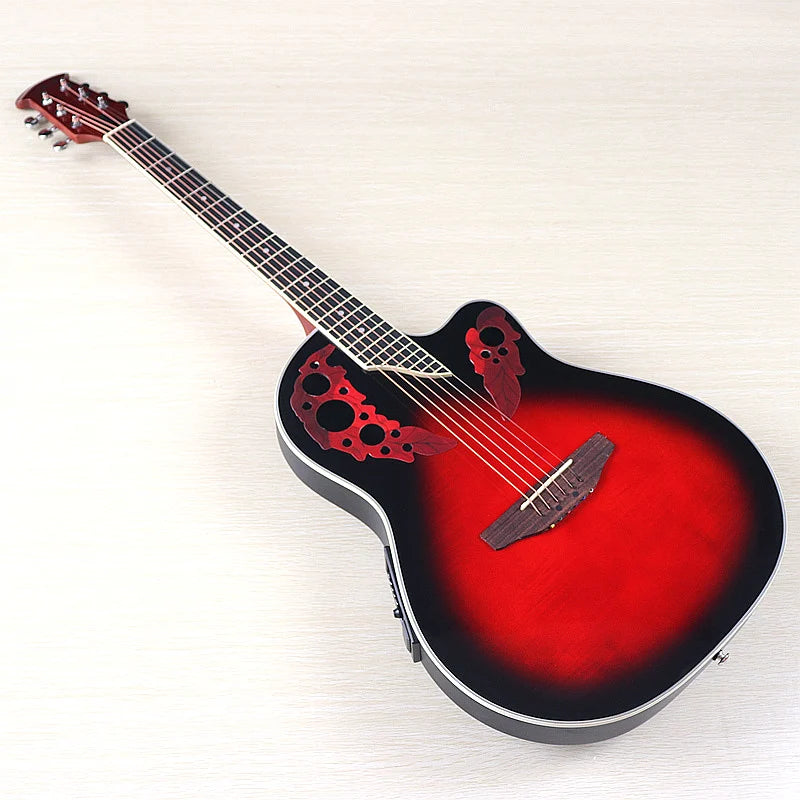 Ovation-Modell, 41-Zoll-Elektro-Akustikgitarre mit runder Rückseite, Cutaway-Design, 6 Saiten, Folk-Stil, mit Tonabnehmer