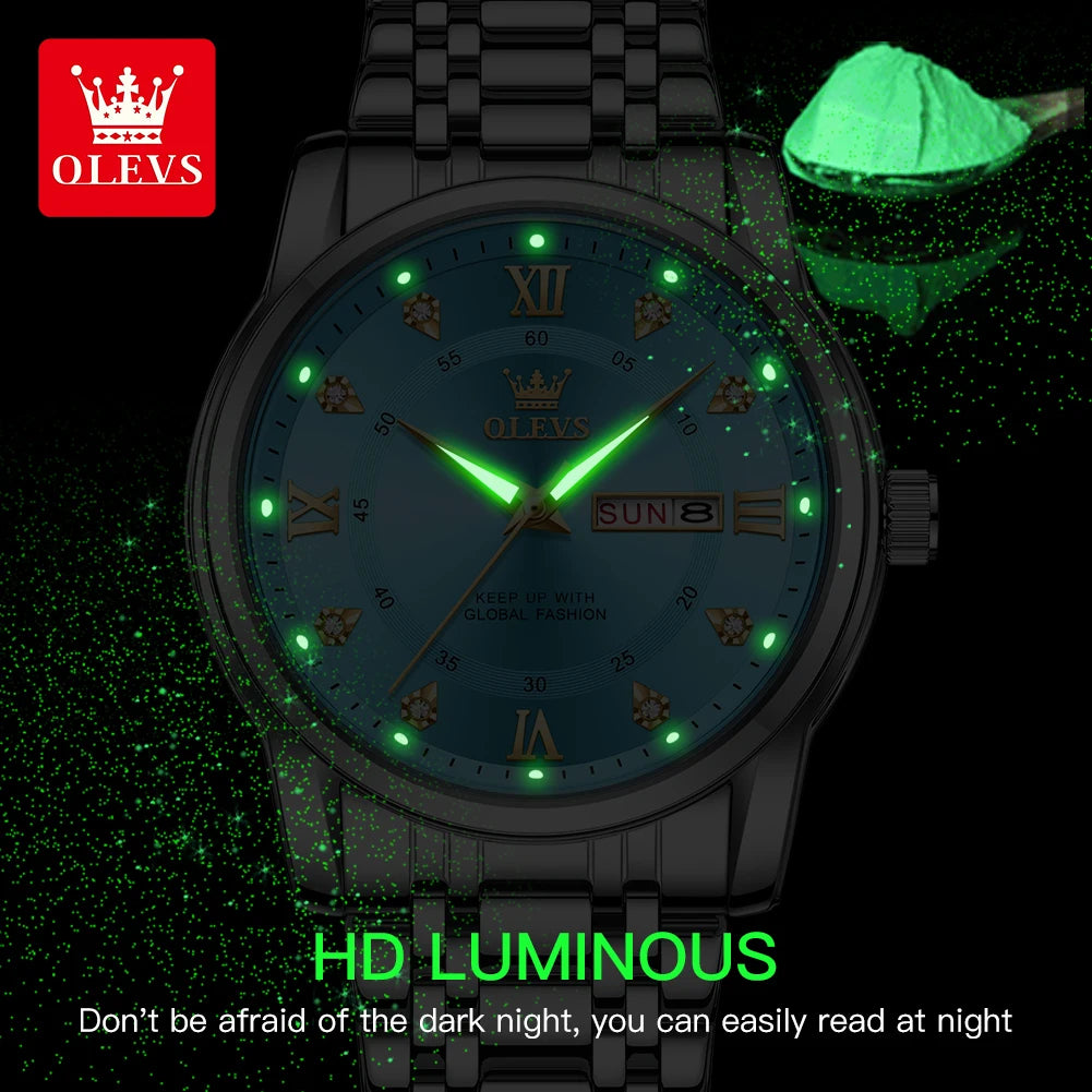 Olevs 5513 Herren uhren Original Quarz wasserdichte Leucht uhr für Mann Edelstahl Dual Kalender Display Relogios Mascul