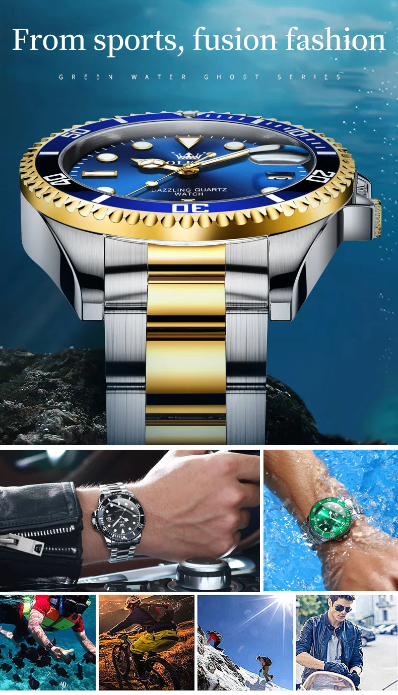 OLEVS Herren Quarzuhren Top-marke Luxus Business Wasserdicht Leucht Große Zifferblatt Männer Armbanduhren Sport Edelstahl Uhr