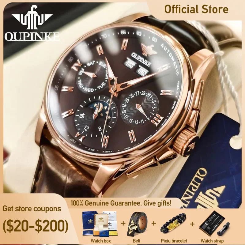 OUPINKE herren Uhren Top Marke Automatische Mechanische Uhren Mann Wasserdicht Saphir Spiegel Luxus Uhr für Männer Täglichen Kleid