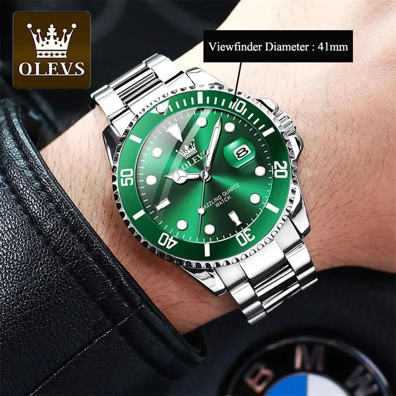 OLEVS Herren Quarzuhren Top-marke Luxus Business Wasserdicht Leucht Große Zifferblatt Männer Armbanduhren Sport Edelstahl Uhr