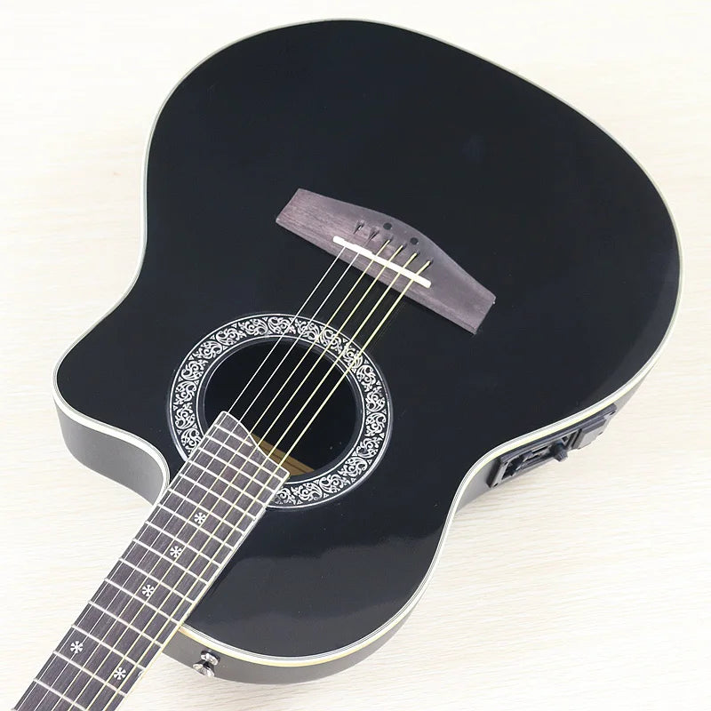 Ovation-Modell, 41-Zoll-Elektro-Akustikgitarre mit runder Rückseite, Cutaway-Design, 6 Saiten, Folk-Stil, mit Tonabnehmer