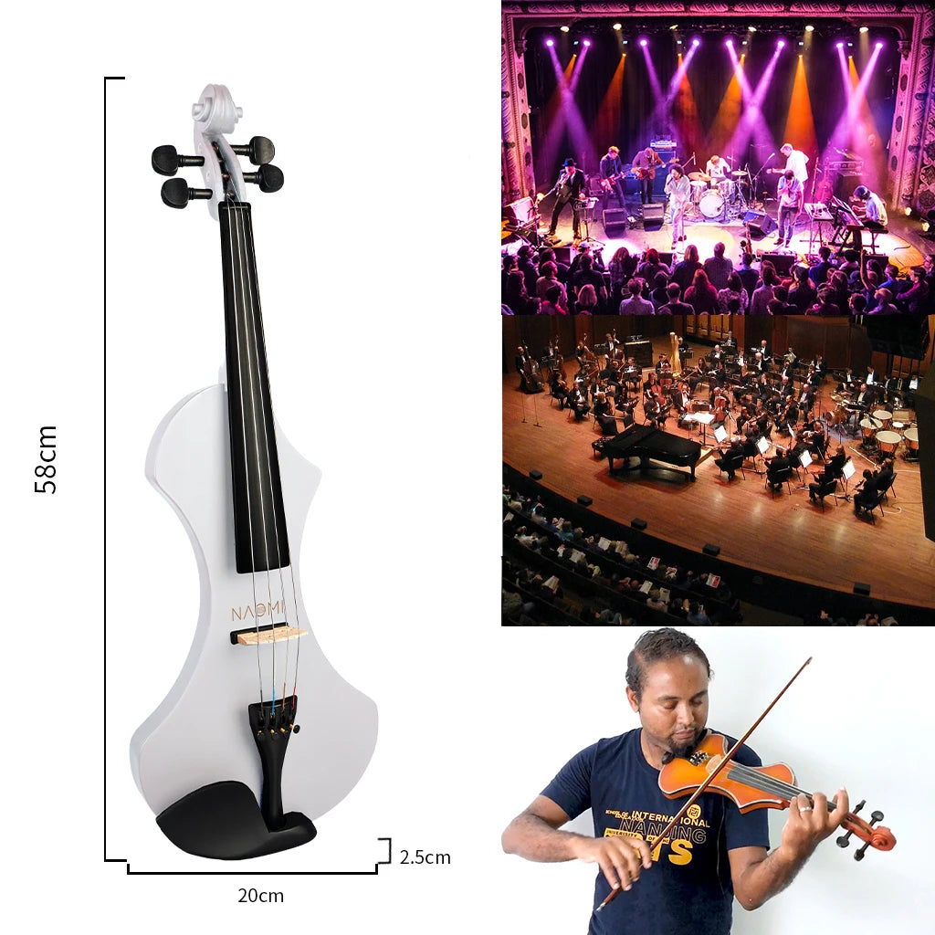 Mugig Spezielle Design 4/4 Volle Größe Massivholz Elektrische Violine Set Anfänger Akustische Violine Geige mit Fall Violine Bogen