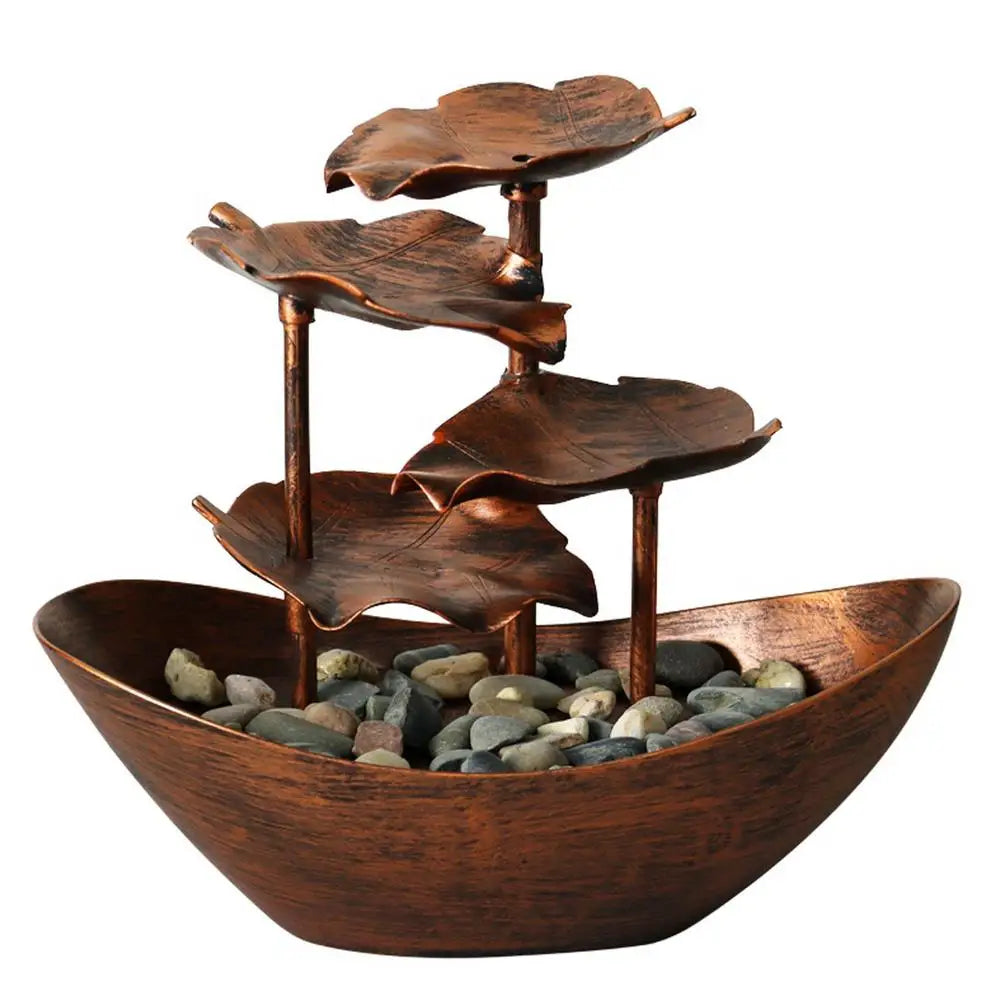 Tisch wasser brunnen 4-stufiges Lotus blatt kleiner Wasserfall brunnen USB-Schreibtisch brunnen automatische Pumpe mit Netzschalter Wohnkultur