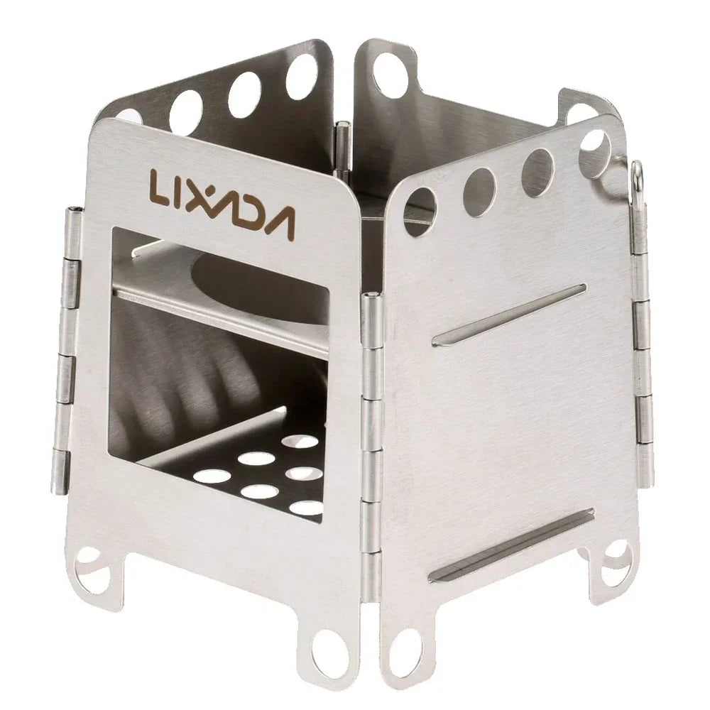 Lixada Camping Titanium Stove Lightweight Folding Wood Burning Stove Portable Outdoor Pocket Stove for Backpacking Cooking