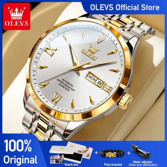 OLEVS Männer Uhren Top Marke Original Automatische Mechanische Uhr für Mann Wasserdicht Leucht Armbanduhr Datum Woche Einfache Mode