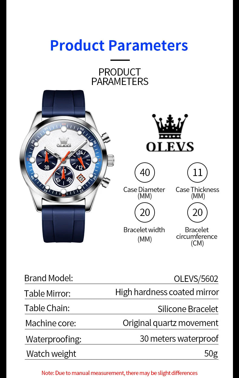 OLEVS 5602 Herrenuhr, originelle Mode, helle Farben, Silikonarmband, Quarz-Armbanduhr, wasserdicht, leuchtend, Reloj-Chronograph, Datum