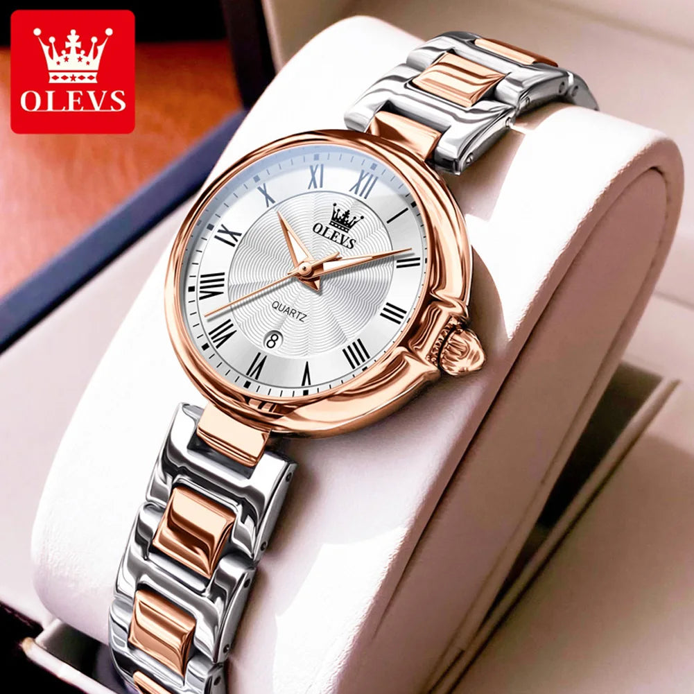 OLEVS 5608 Luxus Marke frauen Uhr Klassische Mode Wasserdicht Leucht Kalender Uhr Elegante Quarz Frauen Uhr Reloj Hombre