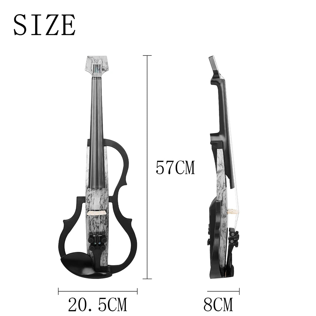 4/4 elektrische Violine, professionelle kopflose Carbon-Geige mit Bogen, Kopfhörerkabel, Schulterstütze, Tragetasche, Zubehör