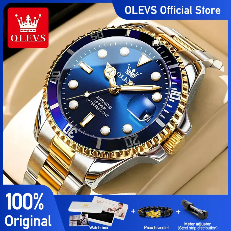 OLEVS herren Uhren Luxus Original Automatische Mechanische Uhr für Mann Wasserdichte Edelstahl Luminous Datum Mode Relogio