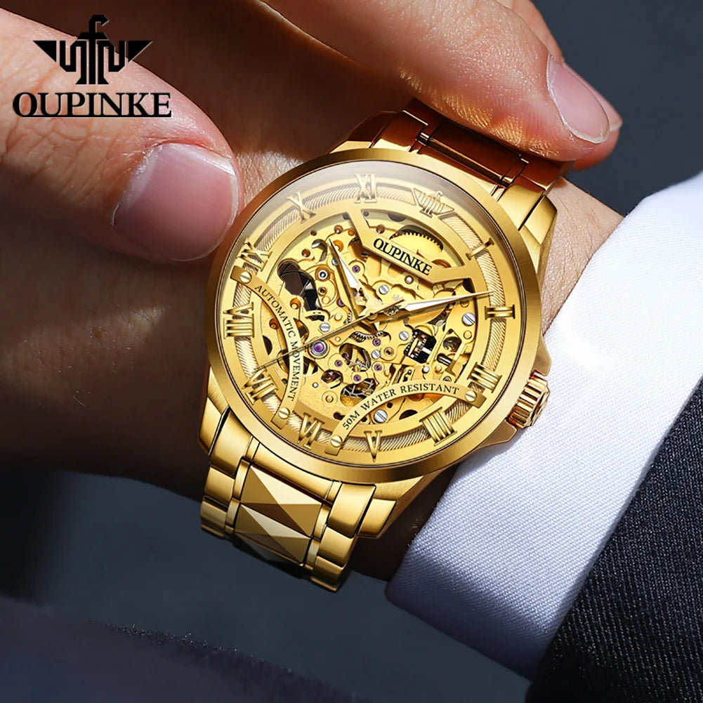 Oupinke 3210 original Herren uhr Top Luxusmarke Gold Wolfram Stahl Herren automatische mechanische Uhr klassische Mode Herren uhr