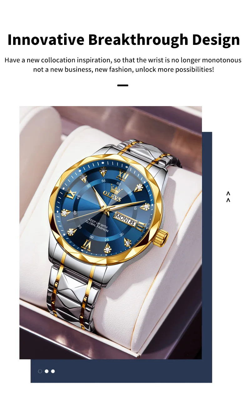 OLEVS 5609 Uhren Für Männer Mode Quarz Armbanduhr Original für Männliche Wasserdichte Leucht Automatische Bewegung Reloj Hombre