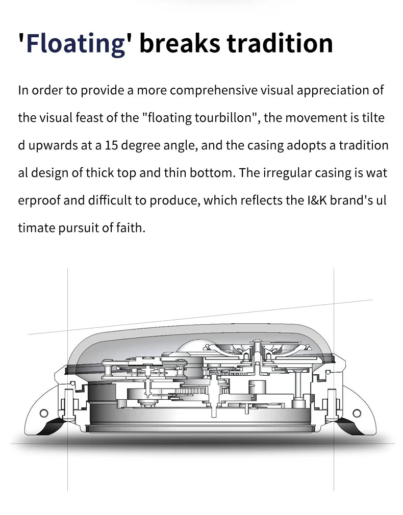 Ideal Knight 6805 Tourbillon Watch for Men 3D Rotating Blue Earth Design 12 Hours Tray Skeleton Waterproof Men's Wristwatches