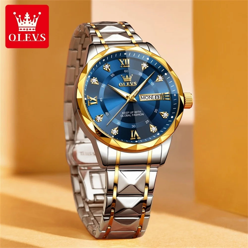 OLEVS 5609 Herrenuhr Original Mode Quarz Armbanduhr Wasserdicht Leuchtende Uhren Für Männer Dual Kalender Display Reloj Hombre