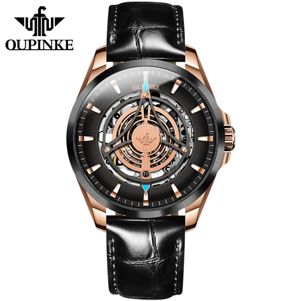 Oupinke 3206 automatische mechanische Uhr für Männer hohl 40mm Zifferblatt Original Handuhr synthetischen Saphir Spiegel Mann Uhren