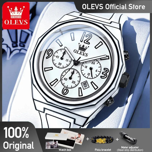 OLEVS 5622 Herrenuhr, originelle Mode, Manga-Stil, Silikonarmband, Quarzuhr, wasserdicht, leuchtend, multifunktionaler Chronograph