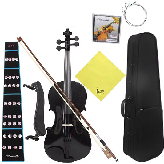 4/4 Erweiterte Schwarze Violine Akustische Massivholz Violino Professionelle Saiteninstrument Violine Mit Bogen Box