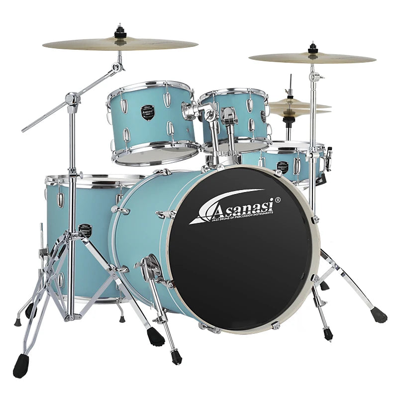 Professionelles Jazz Drums 5 Drum 3 4 Becken-Set R70/80 Becken aus Kupferlegierung Remo Drum Skins Kostenloser Doppelhocker Rutschfestes Pad