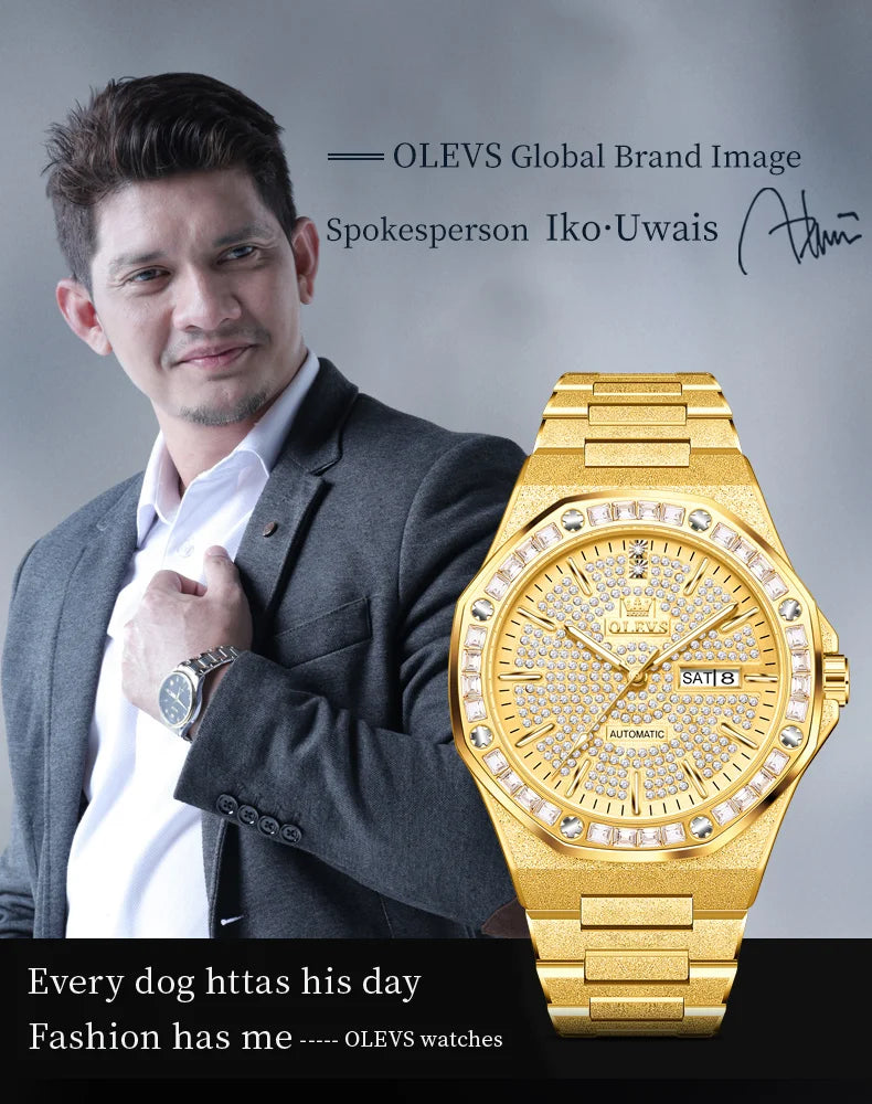 OLEVS 9803, eingelegte Quarzuhr für Herren, Luxusmarke, Chronograph, wasserdicht, Kalender, mechanische Uhr für Herren, Armbanduhr