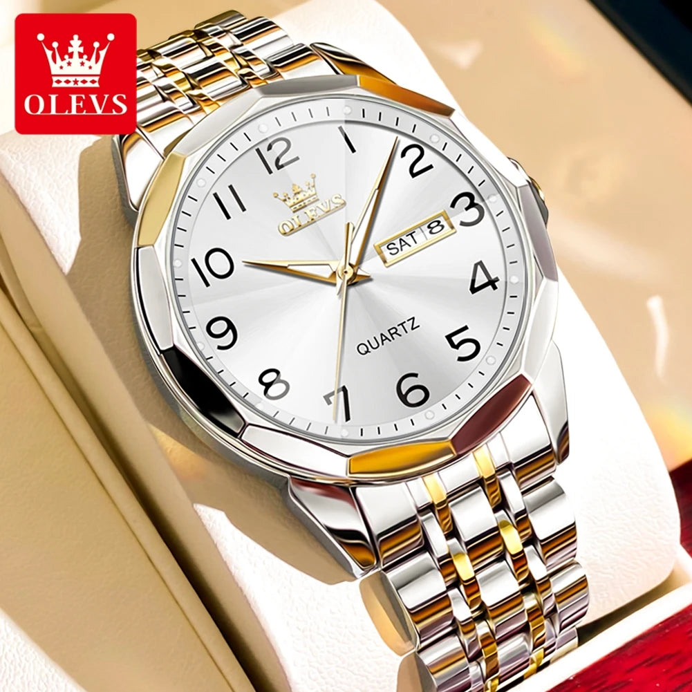 Olevs no.9970 Herren uhren Raute Spiegel Mode Original Quarz Armbanduhr große arabische Ziffer Zifferblatt wasserdicht leuchtend