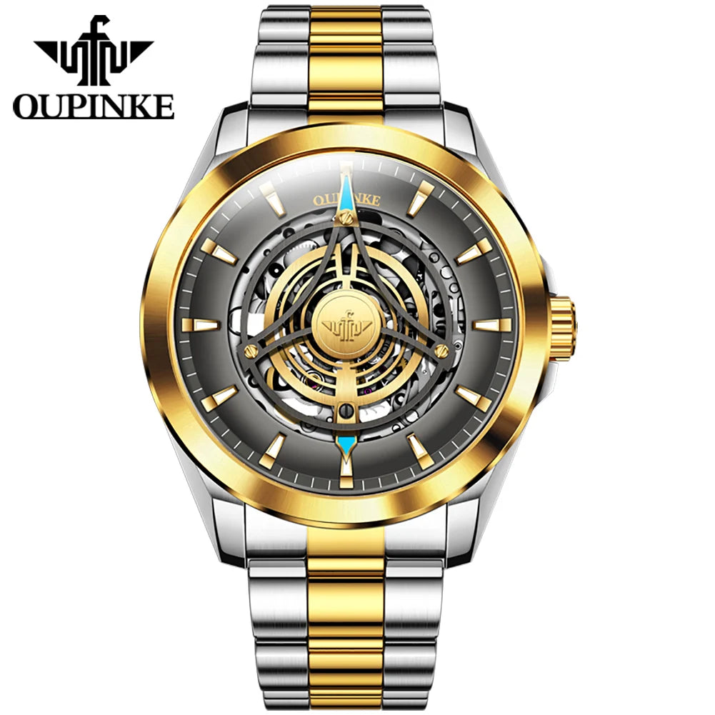 Oupinke 3206 automatische mechanische Uhr für Männer hohl 40mm Zifferblatt Original Handuhr synthetischen Saphir Spiegel Mann Uhren