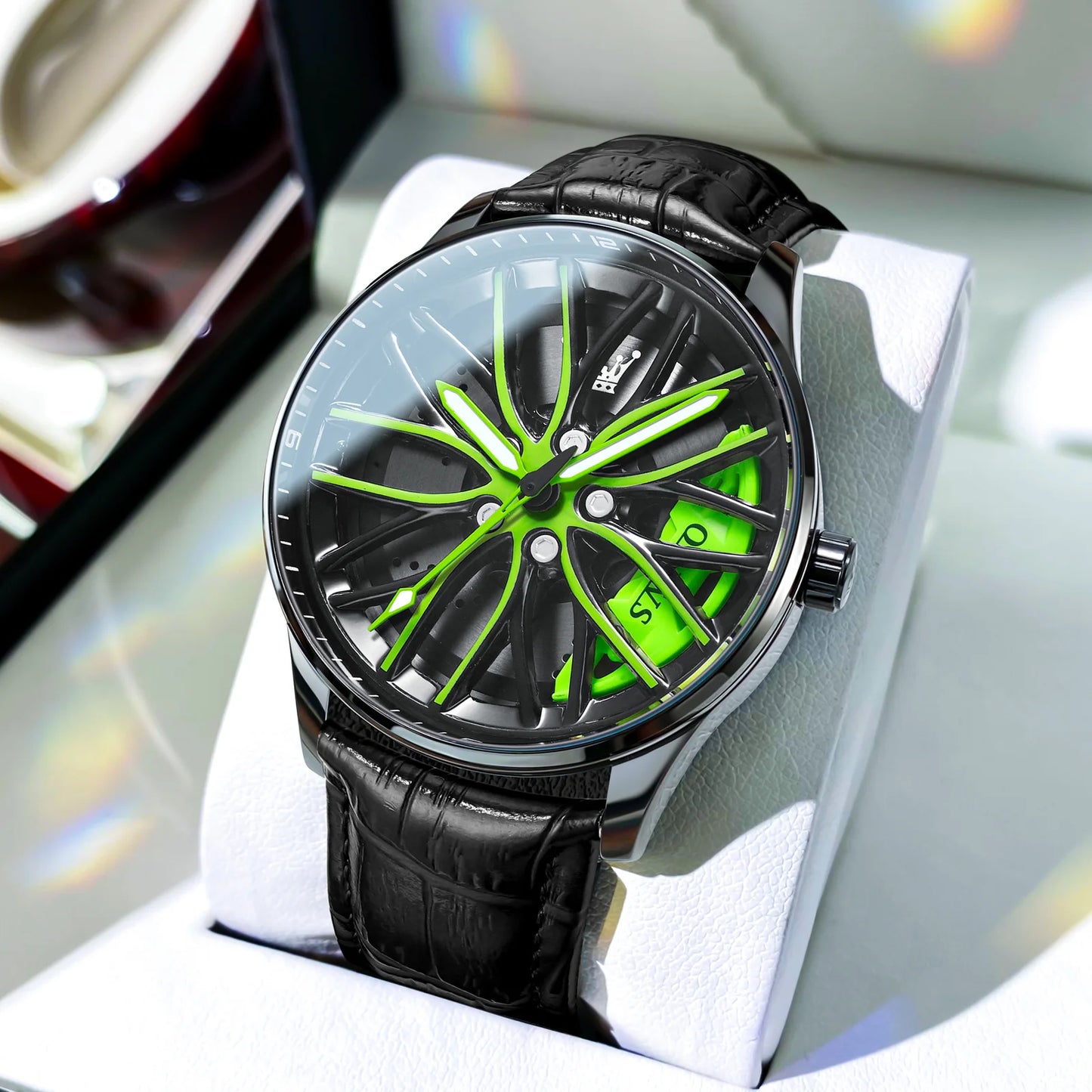 Olevs Rad Herren Luxus uhr wasserdichte rotierende Sportwagen Felge Mann Uhr hochwertige Mode Bestseller Quarz Herren uhren