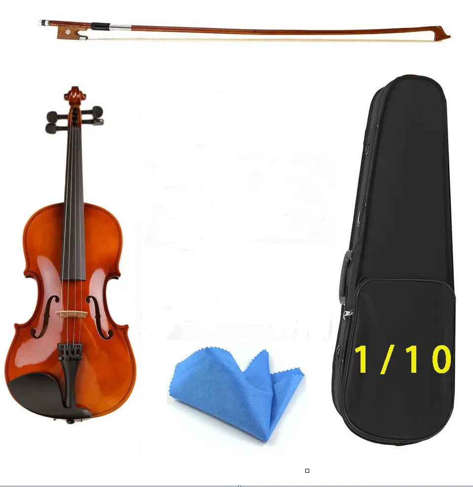 Geschenk für Weihnachten 1/8 1/16 1/10 Größe mit Koffer Bogensaiten Schulterstütze Bass Holz Violine für Kinder Studenten Kinder Violine