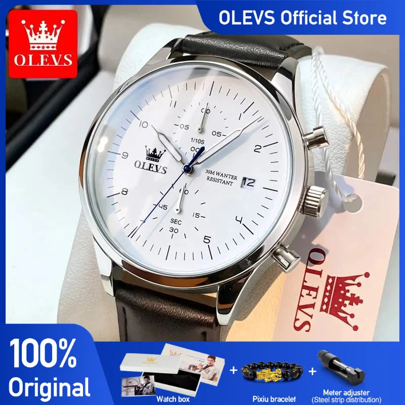 OLEVS Original herren Uhren Top Marke Chronograph Quarz Uhr für Männer Wasserdicht Leucht Datum Männlich Armbanduhr Casual Luxus