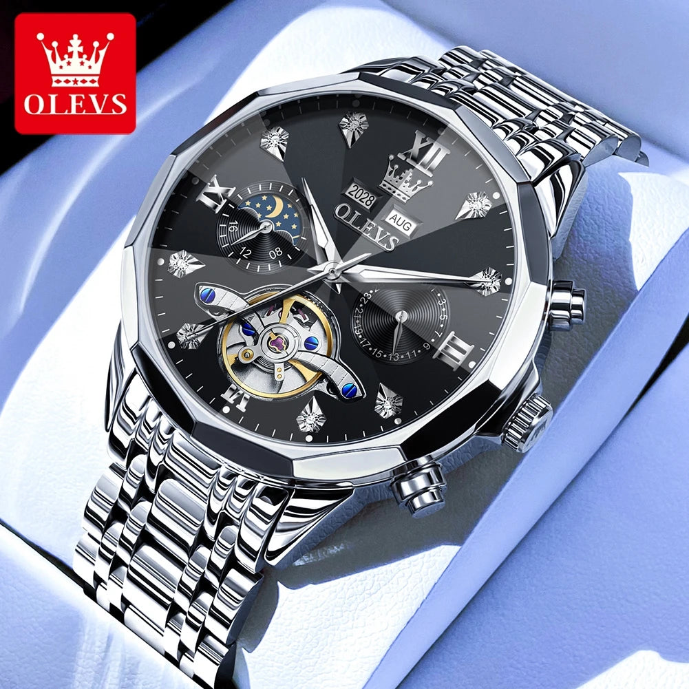 OLEVS 6621 Herrenuhr Business Marke Automatische Mechanische Uhr Wasserdichte Uhr Für Mann Mondphase Original Uhren Luxus Männer