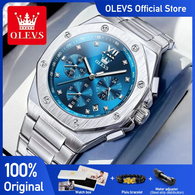 OLEVS 3626 Uhren Für Männer Marke Multifunktionale Chronograph Armbanduhr Original Wasserdicht Leucht Quarz Relogios Masculino